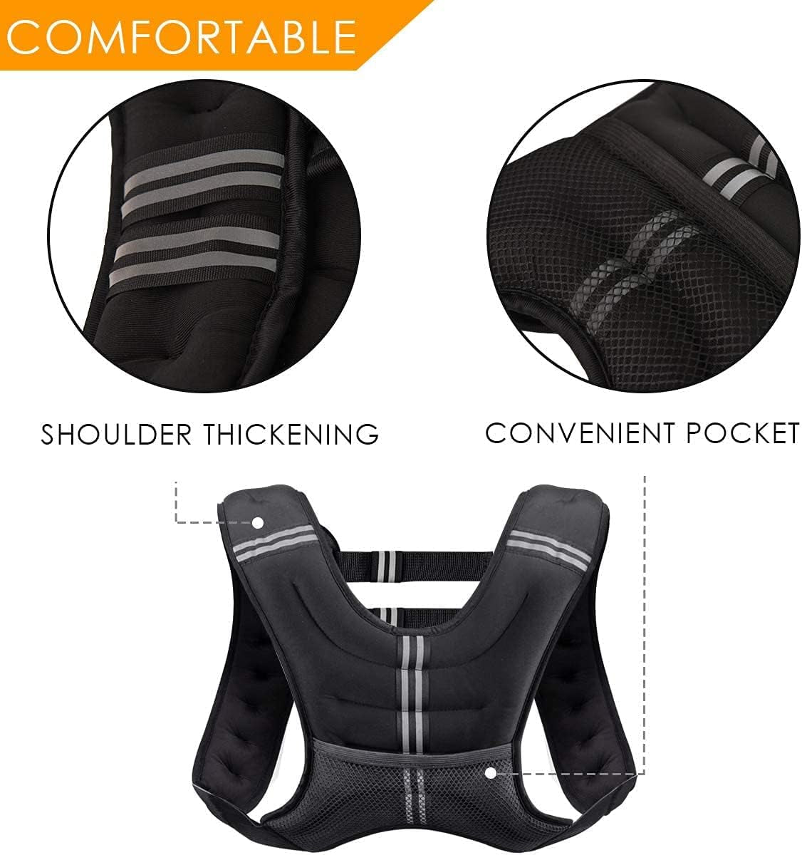 Adjustable Weighted Vest – 8–30 Lbs with Reflective Stripes for Training & Cardi