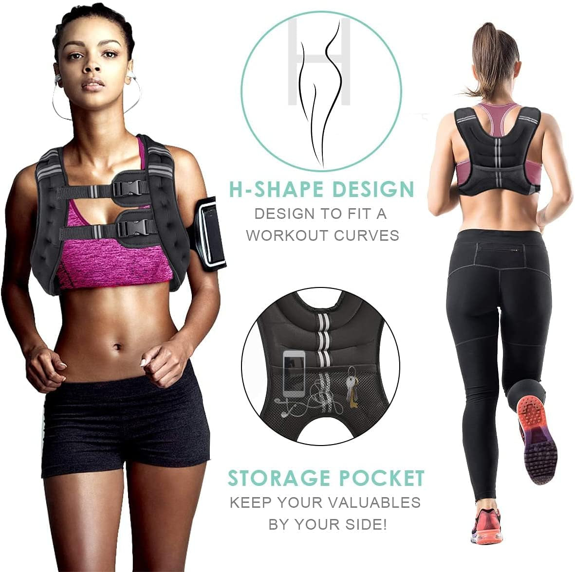 Adjustable Weighted Vest – 8–30 Lbs with Reflective Stripes for Training & Cardi