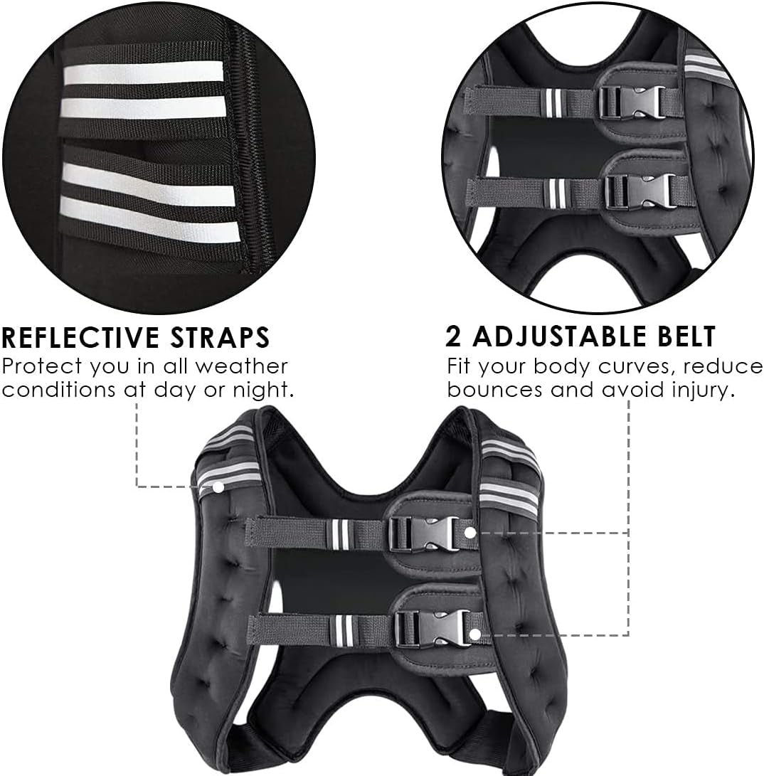Adjustable Weighted Vest – 8–30 Lbs with Reflective Stripes for Training & Cardi