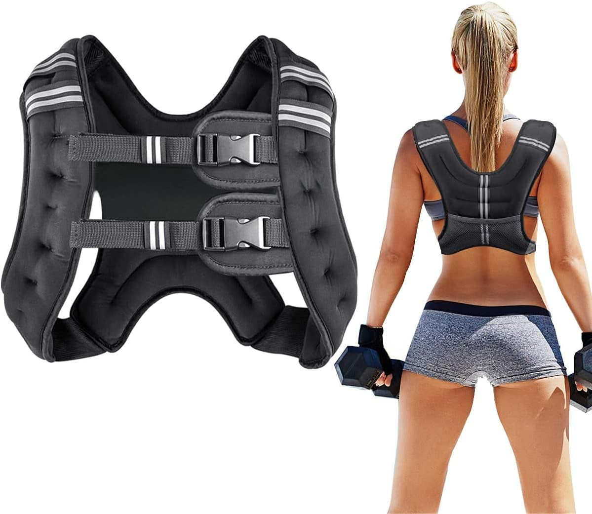 Adjustable Weighted Vest – 8–30 Lbs with Reflective Stripes for Training & Cardi